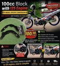 Complete 125cc Engine Conversion Bracket Kit for 100cc / 70cc / 50cc Frames - No Welding Required